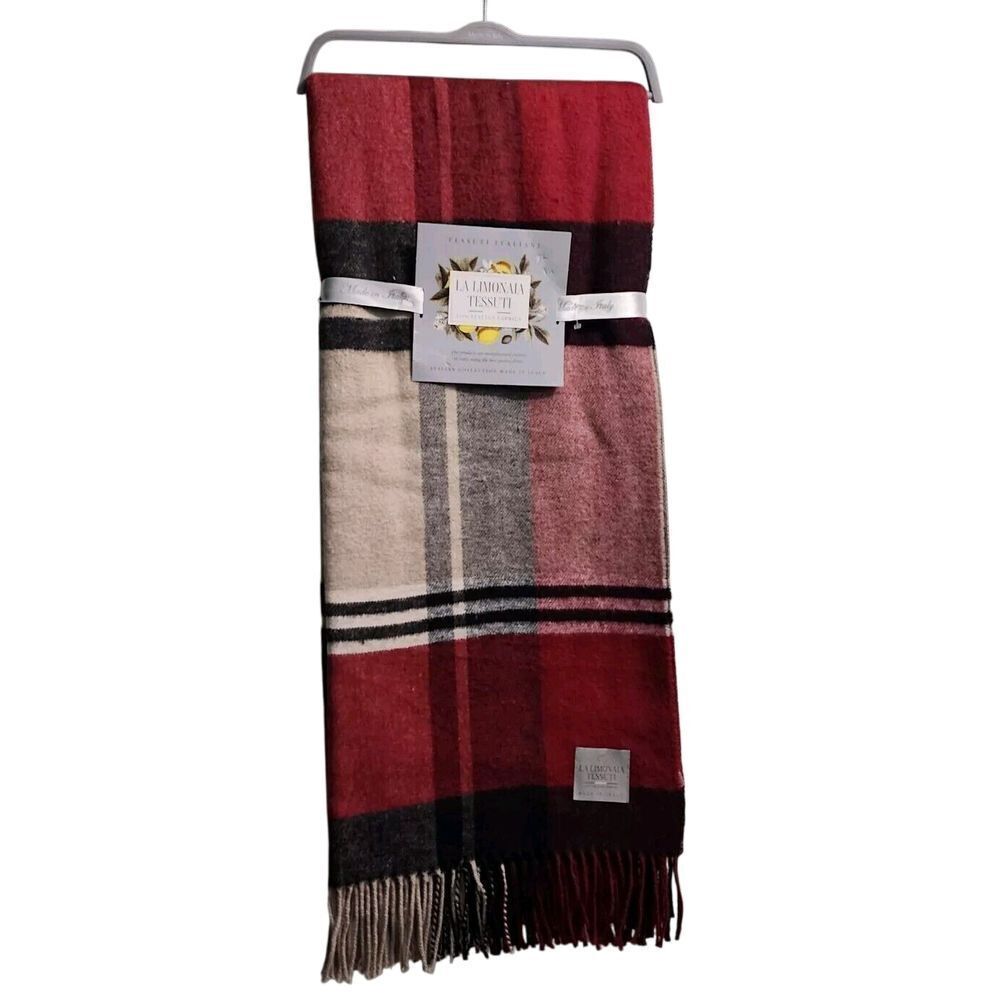 La Limonia Tessuti 100% Italian‎ Fabrics Throw Red/Brown